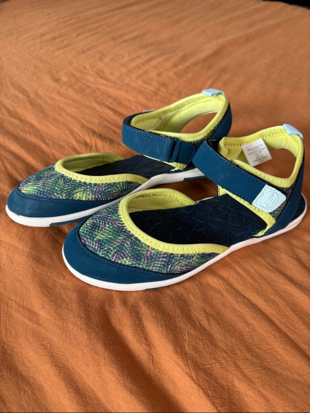 Kids Navy & Lime Mary Jane Water Shoes